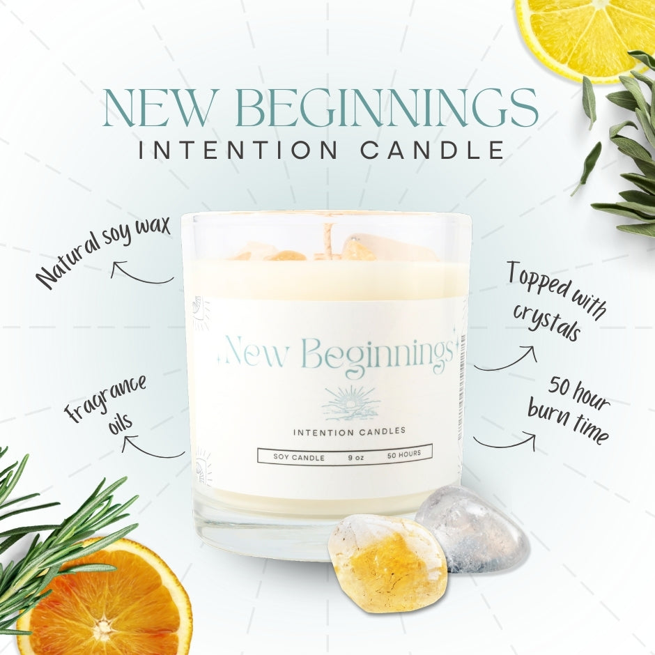 New Beginnings Crystal Intention Candle
