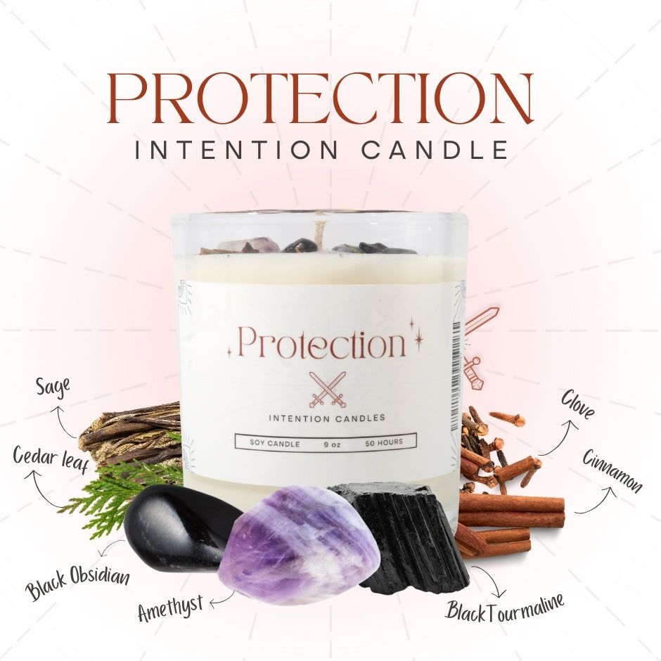 Protection Crystal Intention Candle
