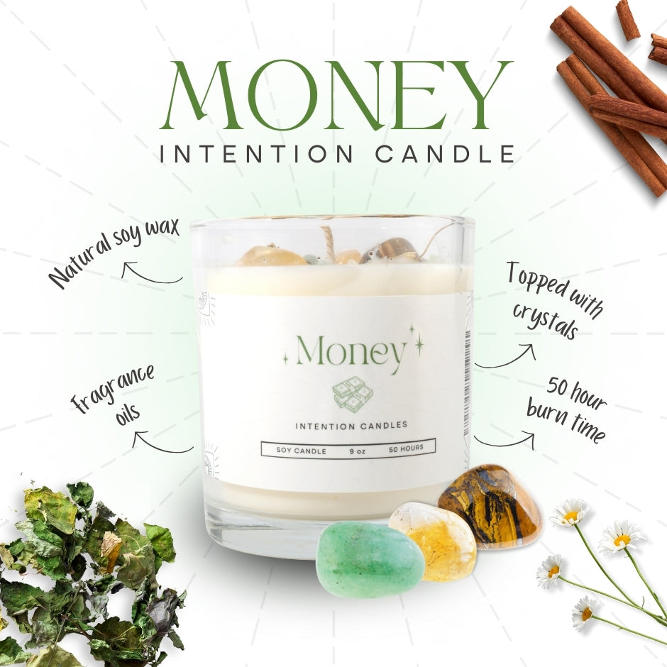 Money Crystal Intention Candle