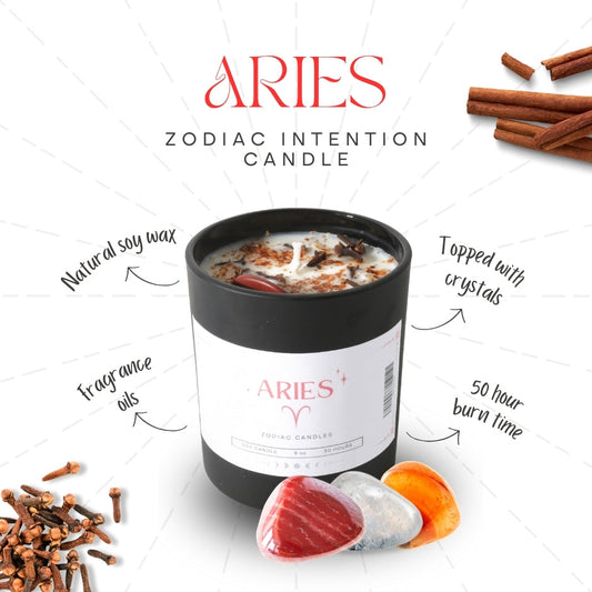 Aries Zodiac Crystal Candle