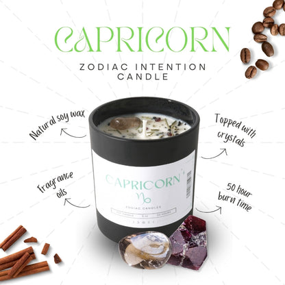 Capricorn Zodiac Crystal Candle