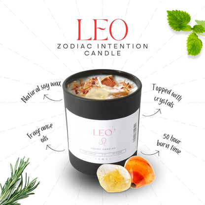 Leo Zodiac Crystal Candle