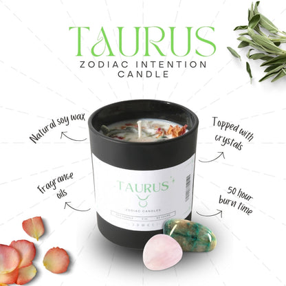 Taurus Zodiac Crystal Candle