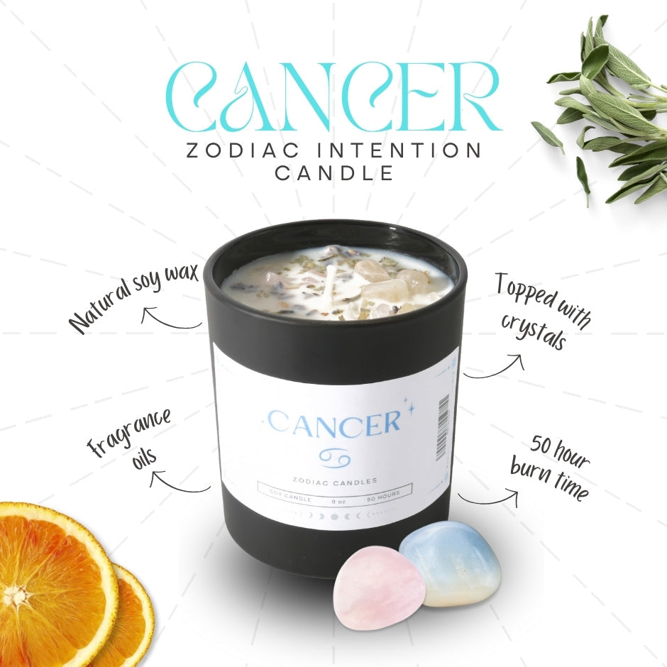Cancer Zodiac Crystal Candle