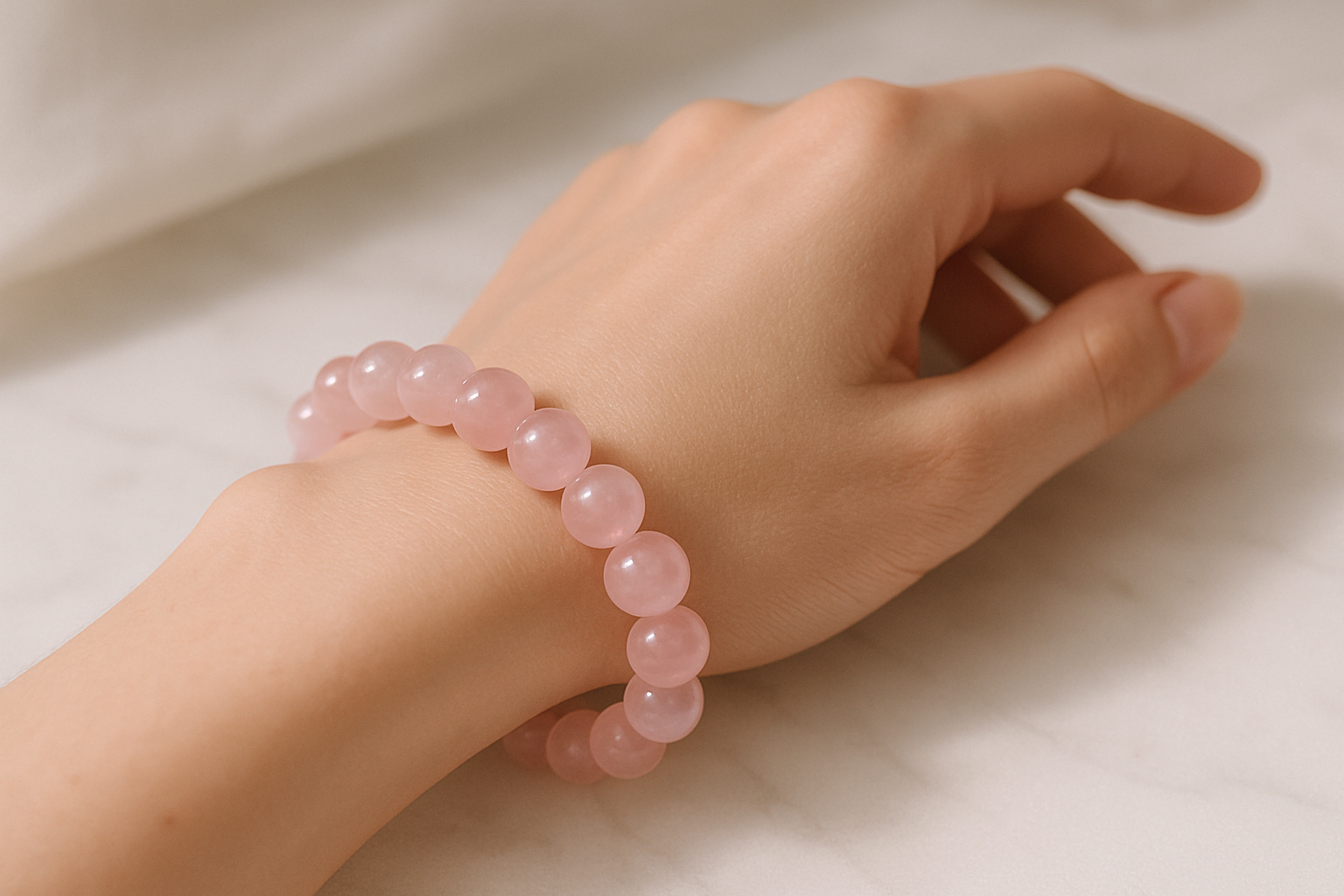 Rose Quartz Bracelet (8mm) – women hand -aesthetic